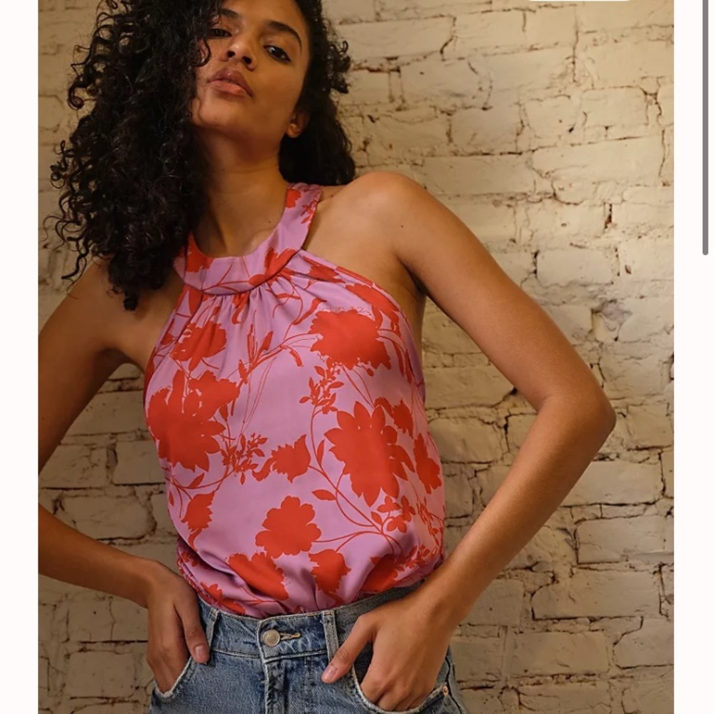 Free People Floral Halter Bodysuit